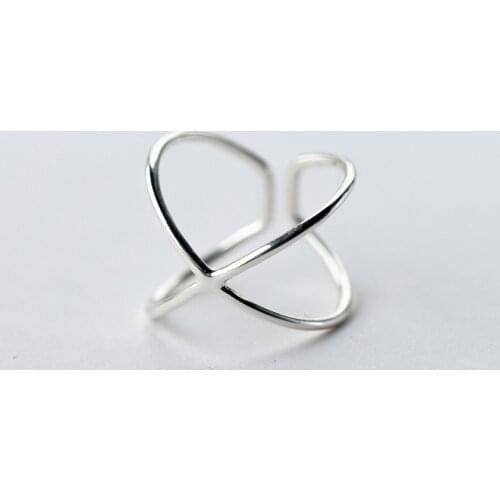 MloveAcc 925 Sterling Silver X Shape Double Line Open Rings Steampunk Ring Jewelry for Anniversary Adjustable Ring