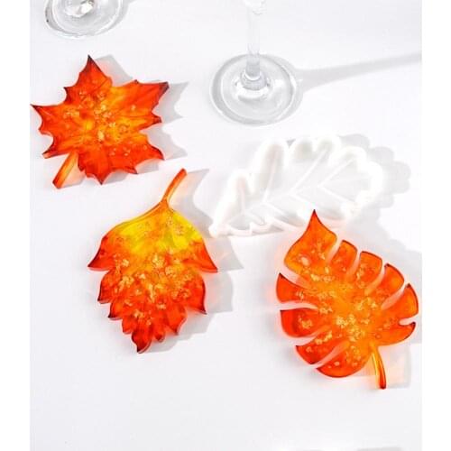 Christmas DIY Maple Leaf Shape Silicone Epoxy Coaster Xmas Decoration Craft Mold Jewelry Making Tool