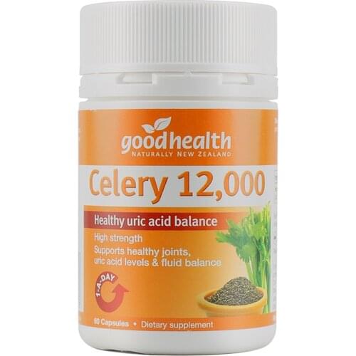 Good Health Celery Seed 12000mg 60Caps Support Rheumatism Gout Healthy uric acid levels Joint Urinary Tract normal fluid balance