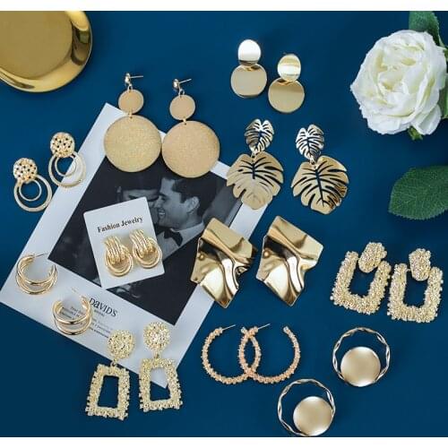 BICUX Fashion Statement Earrings 2019 Big Geometric earrings For Women Hanging Dangle Earrings Drop Earing modern Jewelry