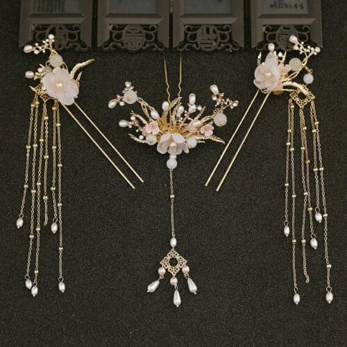 Head Tassel Hairpin Ancient Style Full Set Ancient Costume Fairy Hairpin headpiece bride hair jewelry