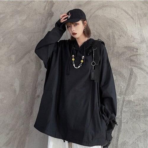 Koreaing Harajuku Hoodies Women Street Hip Hop Long Sleeve Sweatshirt Female Ins Fashion O-Lead Casual Autumn Couples Wear Coat
