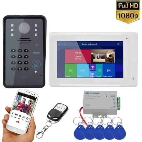 7inch Wireless Wifi RFID Password Video Door Phone Doorbell Intercom Entry System with Wired IR-CUT 1080P Wired Camera Night Vis