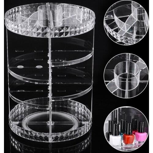 360 Degree Rotatable Shelf Makeup Storage Box DIY Acrylic Lipstick Brush Cosmetic Rack Organizer Display