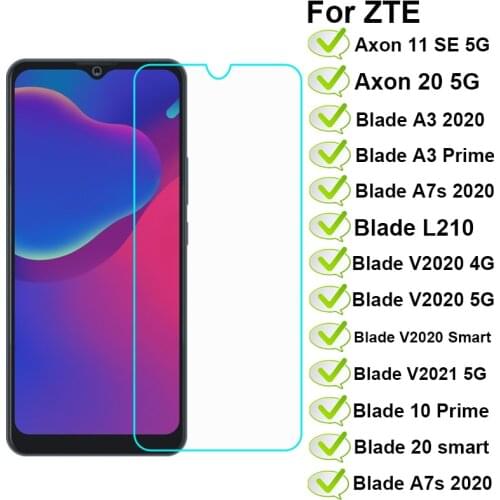 Glass For ZTE Blade V2021 A7S 2020 20 Pro 5G A3 10 Prime V2020 Smart 5G L210 Screen Protector on ZTE Axon 11 SE 20 5G Pelicula
