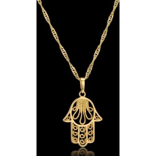 Hamsa Hand Necklace For Women Collares Arabic Gold Color Hand of Fatima Pendant Necklaces,Collier Femme Palm 2020 Dropshipping