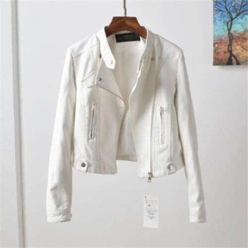 White Leather Coat Women New Short Zipper Female Leather Jacket Casual Faux Leather Clothing 2019 New Female Leather Jacket