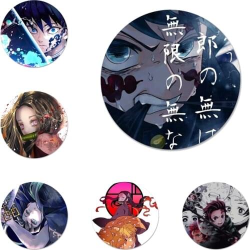 58mm Kamado Nezuko Kimetsu no Yaiba Demon Icons Pins Badge Decoration Brooches Metal Badges For Backpack Decoration