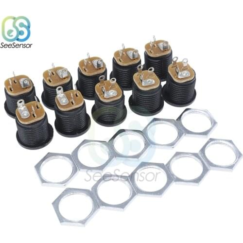 10Pcs DC-022 DC022 DC Power Jack Socket DC Connector Adapter Panel Mounting 5.5 x 2.1mm