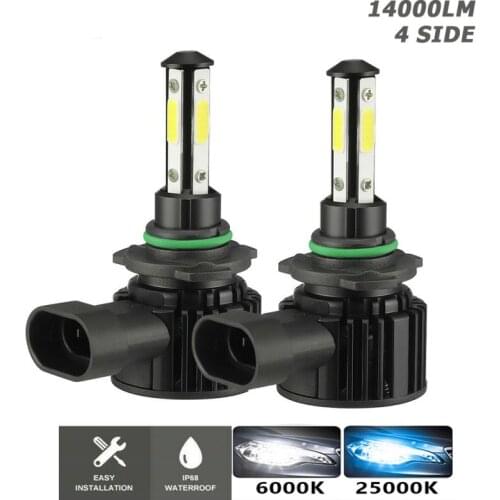 14000LM 4 Sides H7 LED Headlight H1 H3 Turbo H4 9005 HB3 9006 HB4 LED H8 H9 H11 Bulb 6000K Lamp 360 Degree Diode Auto Fog Light