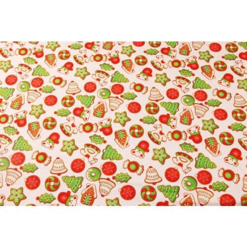 145cm Width Cartoon Christmas Deer/Tree/Candy Printed 100%Cotton Fabric For Cushion Cover/Handbag/Slipcover/Curtain DIY Sewing
