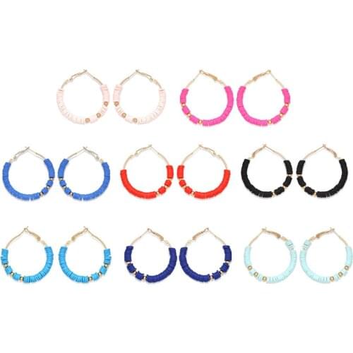 Bohemia Polymer Clay Heishi Beads Summer Surfer Earings Women Girl 2020 New Fashion 5mm Record Discs Chic Beach Jewelry Present