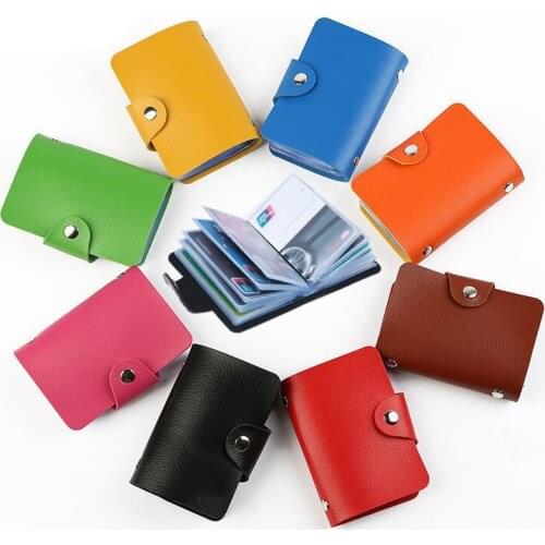 New PU Leather 12/24 Bits Function Card Case Business Card Holder Men Women Credit Passport Card Bag ID Passport Card Wallet