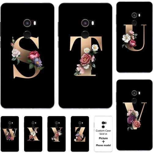 Flower 26 English Name Letters Custom Initial Case For Xiaomi Mi Mix 2 Pro 6.4"Mix Evo Soft Silicone Phone Cover Capa