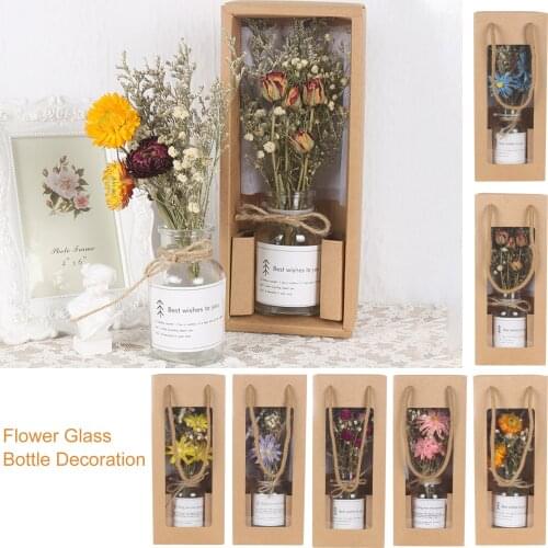 Flower Glass Bottle Decoration Innovative Plant Ornament Gifts Dried Flower Glass Decoration Home Decoration Artificial Flowers