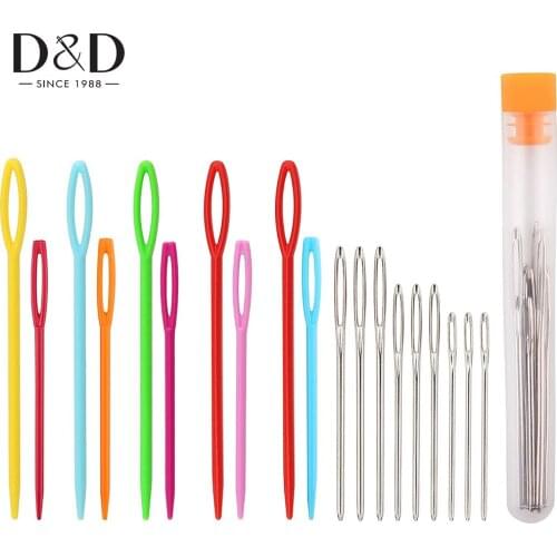 D&D 20pcs Plastic Sewing Needles And 9Pcs Large Eye Blunt Needle Colorful Safety Yarn Lacing Weaving Sewing Needles For Kids