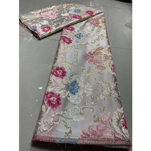 Hot Selling African Brocade Lace Fabrics With Jacquard Weave 5 Yards French Tulle Lace Fabrics For Fashion dres