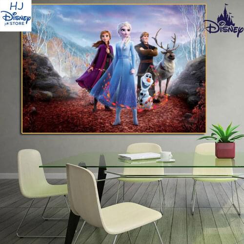FROZEN 2 Disney Anna Elsa Canvas Painting Big Size Poster and Prints Princess Nursery Wall Art for Kids Room Decoration Cuadros