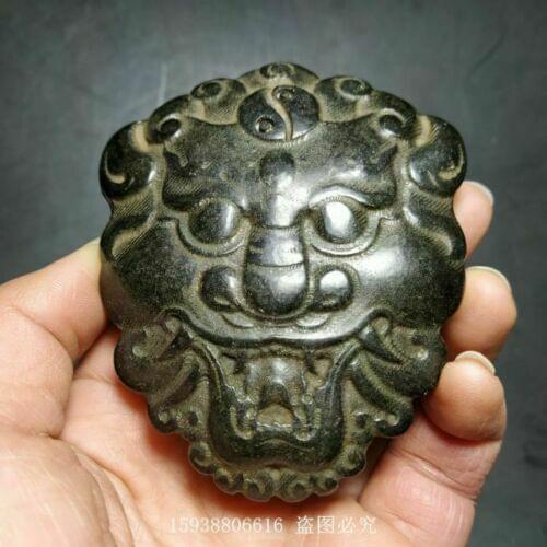 Chinese Red mountain culture collection meteorite carving Tiger head Pendant