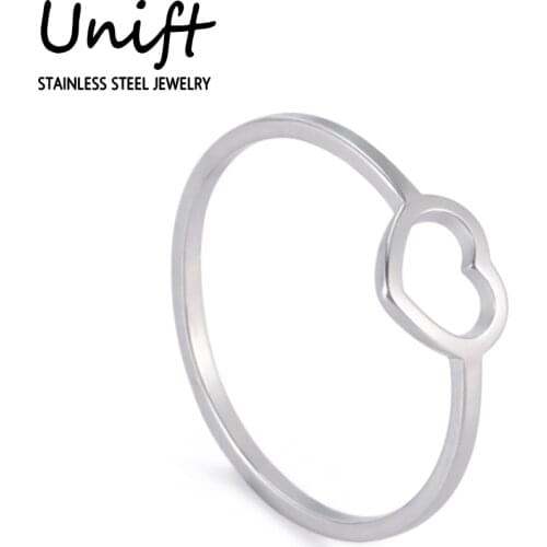 Unift Stainless Steel Heart Love Ring for Women Simple Cute Jewelry Party Engagement Wedding Band Silver Color Accessories Gifts