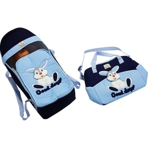 2-Piece Rabbit Carrying Large Capacity Diaper Bag Backpack Waterproof Maternity Set Navy Blue Interface Mummy Travel for Strolle