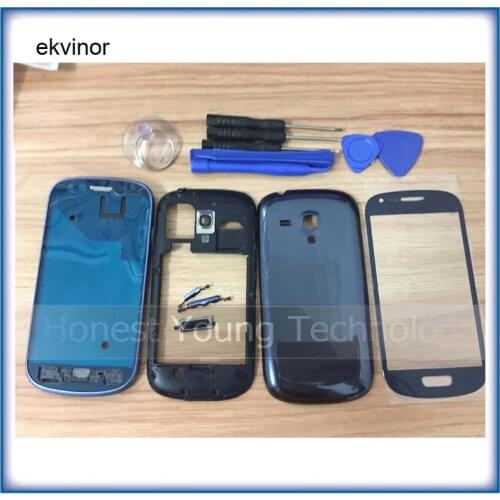 Housing for Samsung Galaxy S3 GT I9300 i9308 Outer Front Glass Lens screen+ middle frame + front frame + back cover with tools