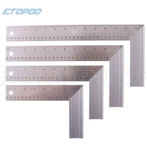 90 Degree Angle Metric and Inch Stainless Steel Square Ruler Right Angle Woodworking Ruler MeasuringTools Gauge