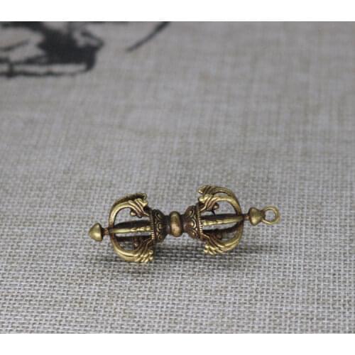 Mini ) Exquisite Chinese Brass Buddhism Vajry Pestle Exorcism Instrument Dharma-vessel