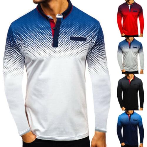 Mens Gradient Golf Tennis Shirt 2020 Mens Turn-Down Collar Shirts Plus Size 3XL Cotton Short Sleeve Tee Tops