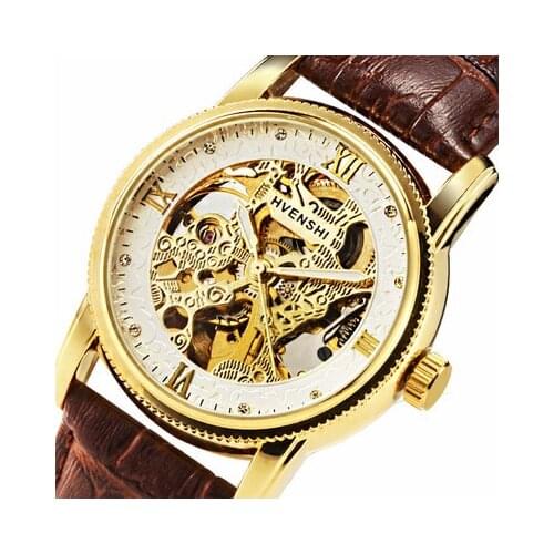 HVENSHI Men Watch Luxury Business Men Watch Leather band Automatic Mechanical Watch Men Top Brand Relogio Masculino male clock