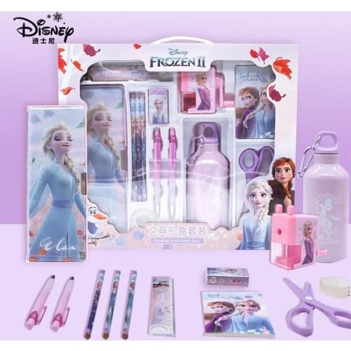 13-piece set Disney quick-frozen stationery set cute water bottle stationery box pencil sharpener gel pen notebook learning gift