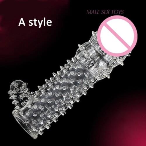 A Type Penis Sleeve Reusable Condoms Penis Extender Cock Ring Delay Ejaculation Sex Toys For Men Penis Enlargement Device