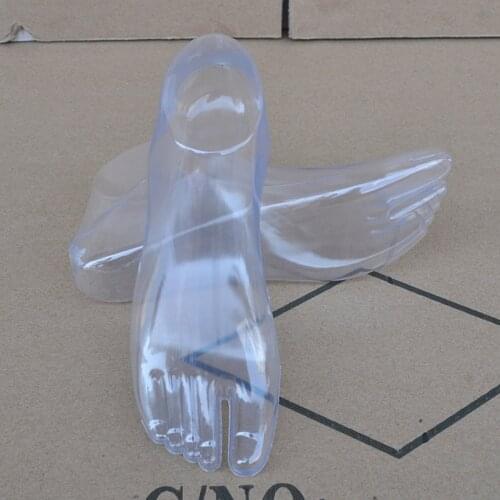 New 1 Pair Female Mannequin Plastic Stand Socks Torso Dummy Part Display Short Foot Shoes Support Foot Model Transparent Color