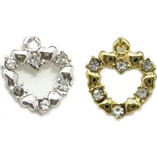 New Clear Zircons 14mm Copper Garland CZ Heart Charm DIY pendant fashion ornament jewelry accessories