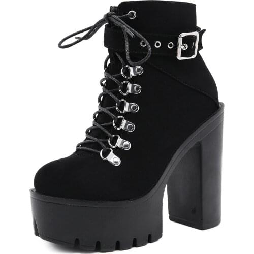 New Arrival Womens Heeled Boots Sexy Platform Pumps Party Heels Lace Up size 40 41 42 qq043