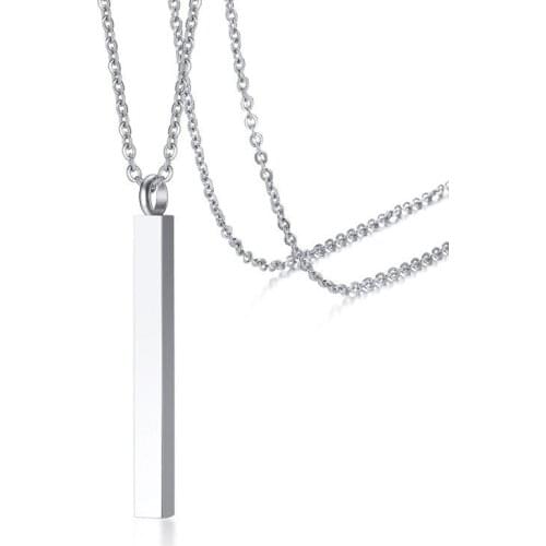 ZORCVENS Hollow Cubic Column Cremation Memorial Keepsake Necklace for Women Men Never Fade Stainless Steel Pendant Necklace
