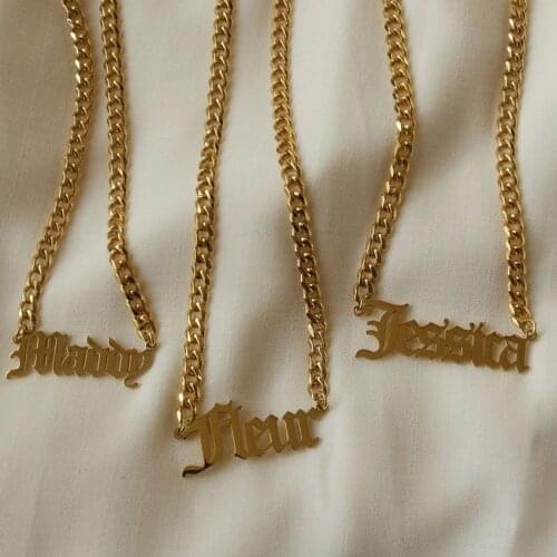 18K GOLD PLATED - THE GOTHIC NAMEPLATE PERSONALISED NECKLACE CUSTOM NAME PENDANT NECKLACE WOMEN GIFT