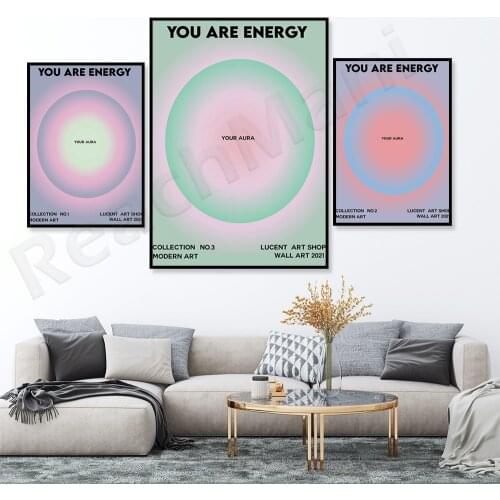You are Energy - Your Aura Poster I Printable I Typography Quote l Pastel I Modern Wall Art Words Minimalist Canvas Print