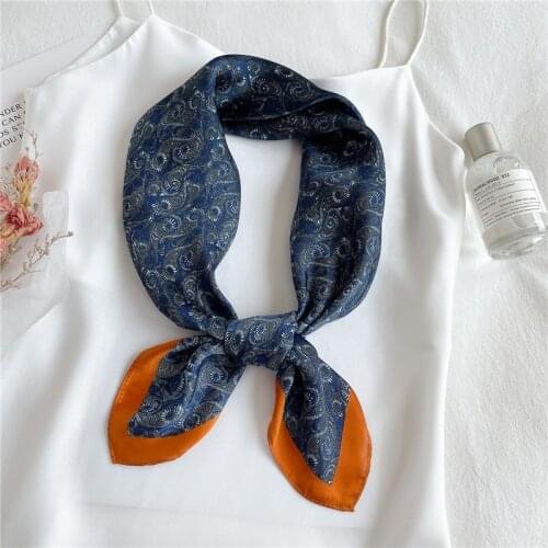 Women Silk Square Scarf Print Elegant Neckerchief Hair Tie Band Bag Foulard Female Handscarves Hijab Warp Bandana Wristband New