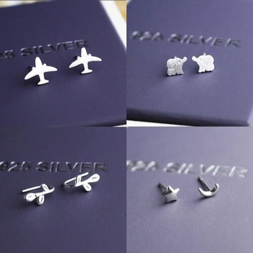 925 Sterling Silver Pin Exquisite small earrings series, interesting decoration Mini Jewelry Interesting Earrings