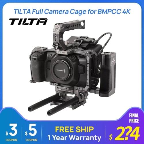 TILTA TA-T01-B-G Full Camera Cage SSD Drive Holder Top Handle for BMPCC 4K Pocket 6K / Blackmagic Pocket Cinema Camera 4K Rig