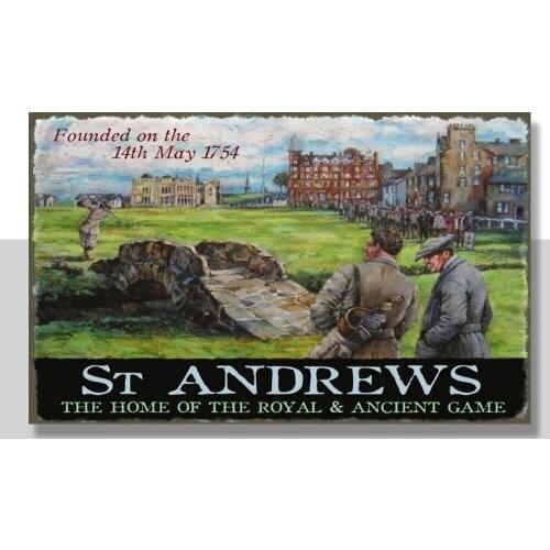 St Andrews Golf Club Course Game Scotland Old Picture Small Metal Steel Sign