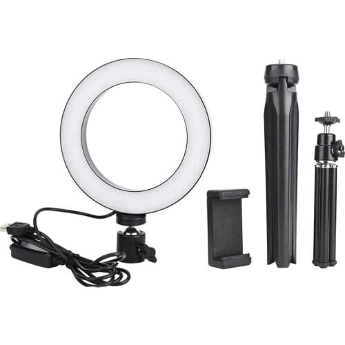 Top 16cm LED Dimmable LED Video Ring Light Camera Lamp Kit with USB Connection for Desktop Tripod Mobile Phone Holder