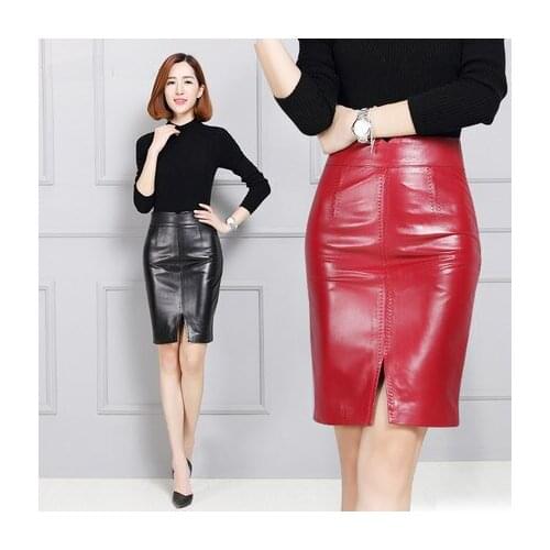Top brand Sheepskin Slim Women Hip Genuine Leather Skirt K147 high quality