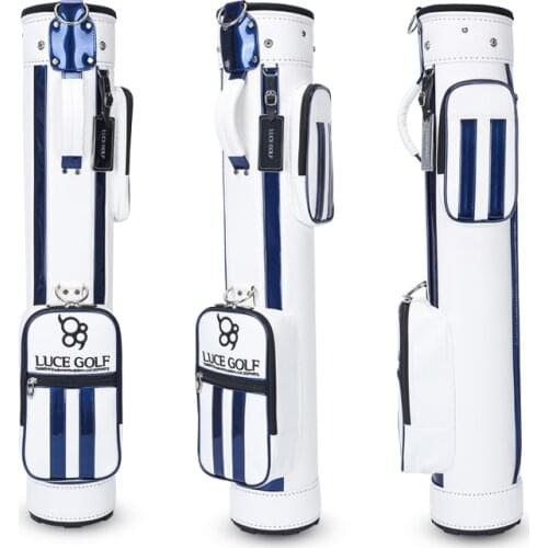 Golf Gun Bag Ultra Light Portable PU Club Bag Black White