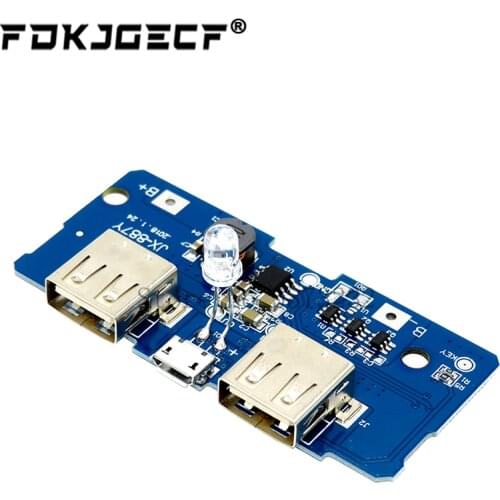 18650 Dual Micro USB 3.7V to 5V 2A Boost Mobile Power Bank DIY 18650 Lithium Battery Charger PCB Board Step Up Module With Led