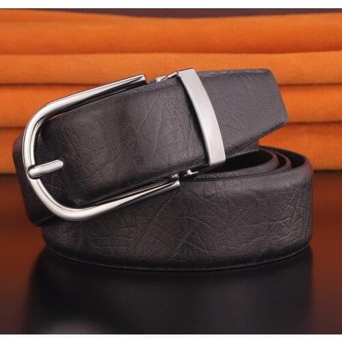 High Quality Classic pin buckle genuine leather belt men luxury brand Formal designer full grain leather cintos masculinos