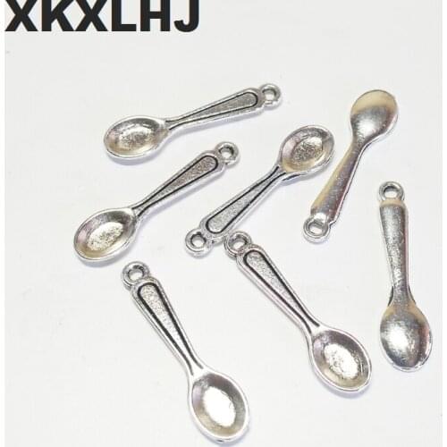 XKXLHJ 20pcs New Charms Spoon cooking kitchen 23*6mm Tibetan Silver Plated Pendants Antique Jewelry Making DIY Handmade Craft