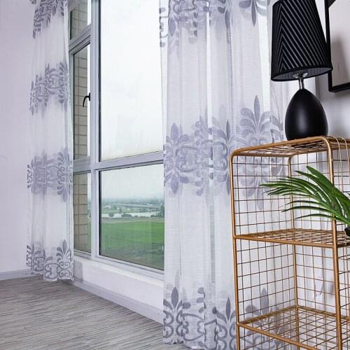 Modern Style 2 Pcs Household Special Cut Flower Curtain Polyester Fabric Transparent Clothes Bar Curtain Home Decoration