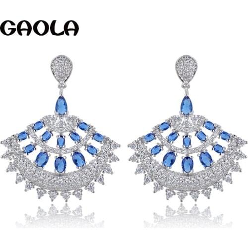 GAOLA Great Sector Design Clear Micro Pave Setting Flower Cubic Zirconia Dangle Earring GLE5419